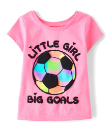Childrens Place Pink Neon Soccer Graphic Tee