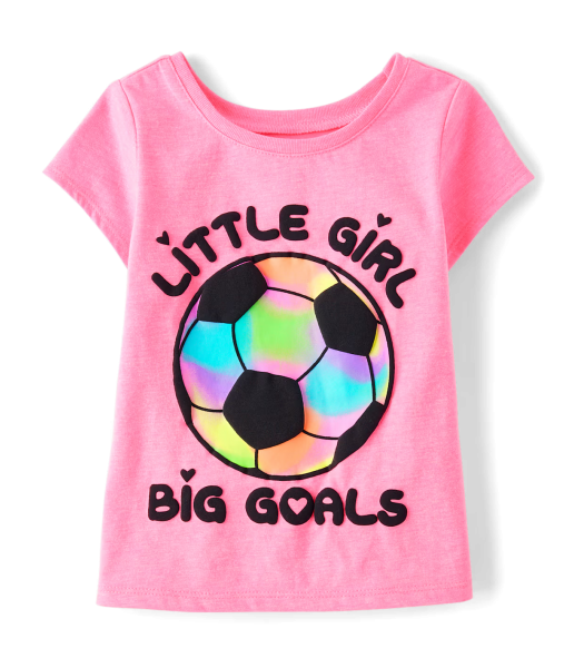Childrens Place Pink Neon Soccer Graphic Tee