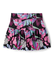 Childrens Place Black Print Tiered Skort