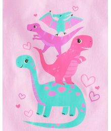 Childrens Place Bon Bon Pink Dino Graphic Tee