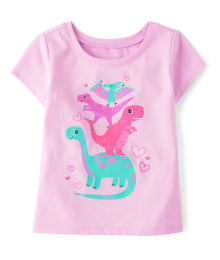 Childrens Place Bon Bon Pink Dino Graphic Tee