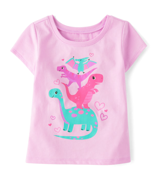 Childrens Place Bon Bon Pink Dino Graphic Tee