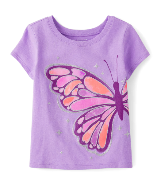 Childrens Place Lilac Silk Butterfly Graphic Tee