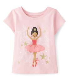 Childrens Place Pink Tinge Ballerina Graphic Tee