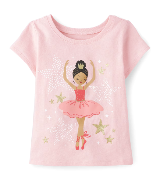 Childrens Place Pink Tinge Ballerina Graphic Tee