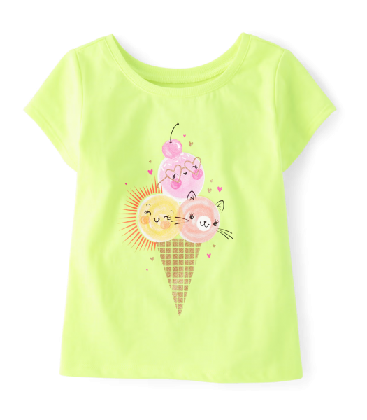 Childrens Place Lime Ice Cream Cone Tee