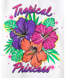 Childrens Place White Tropical Princess Graphic Tee