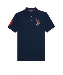 U.S Polo Assn Blue Wt Multi Uspa Crest Polo