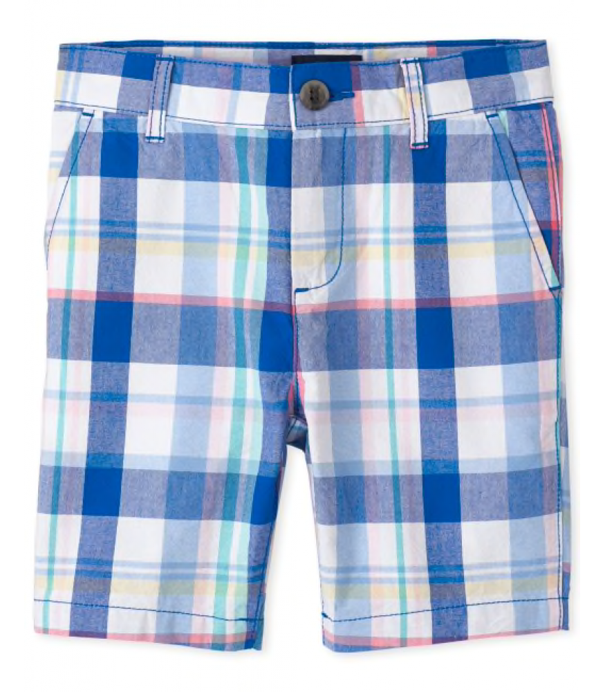 Childrens Place White/Blue/Pink/Green Multi Plaid Shorts