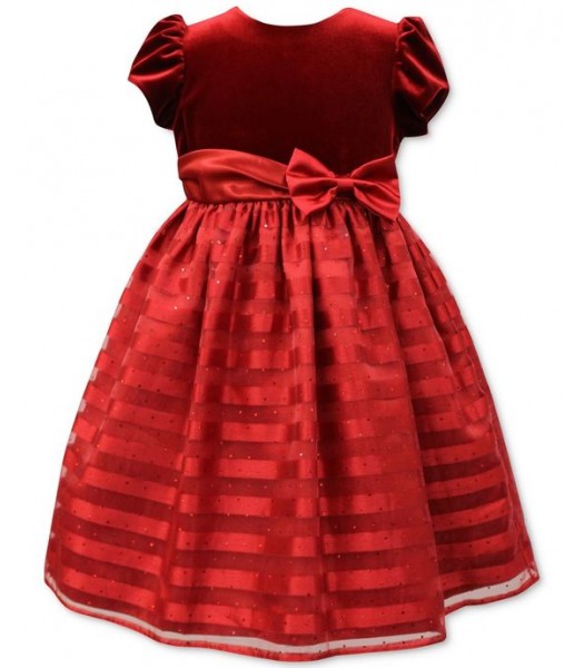Jayne copeland red velvet shadow-stripe girls dress 