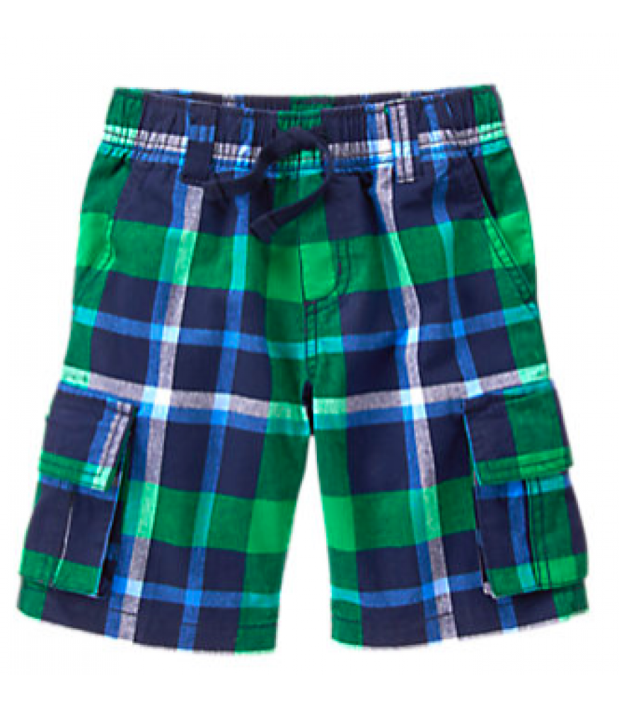 green plaid cargo shorts