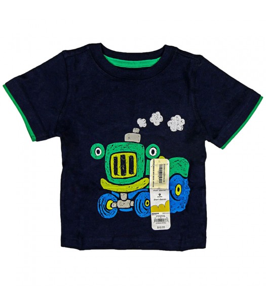 Jumping Beans Navy Boys Tee Tractor Print