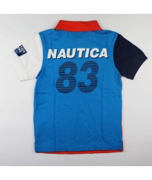 Nautica Orange/Turq/White Polo Pieced Wt"Nautica 83" Print @ Back 