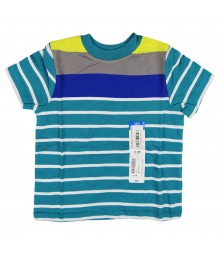 Okie Dokie Teal Stripped Wt Blue N Grey Boys Tees