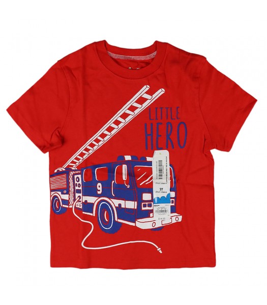Jumping Beans Red Tee With "Little Hero" Print