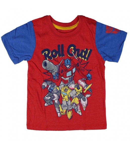Tranformers Red/Bule Boys Tee Wt "Roll Out"/Red N Yellow Transformer Print