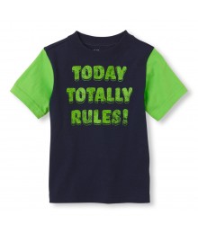 Childrens Place Navy Boys Tee/Totally Rules Print