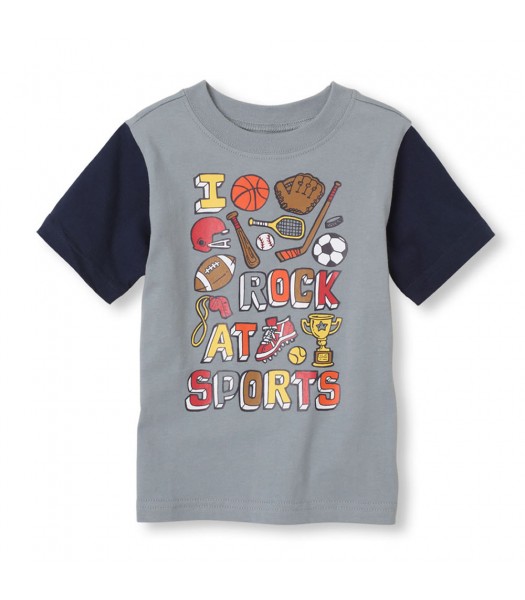 Childrens Place Grey Boys Tee/I Rock At Sport Print