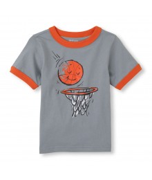 Childrens Place Grey Boys Tee/Basketball N Hoop Print