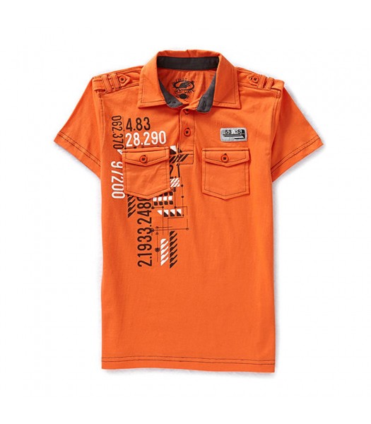 First Wave Orange Graphic Polo Tee