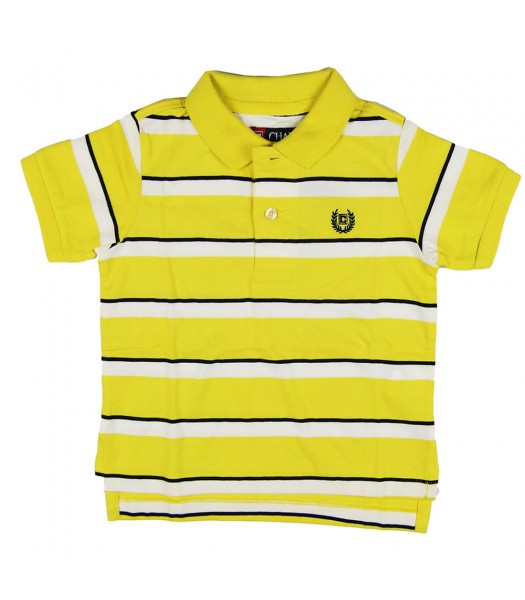 Chaps Bright Yellow/Black Stripped Knit Polo Shirt