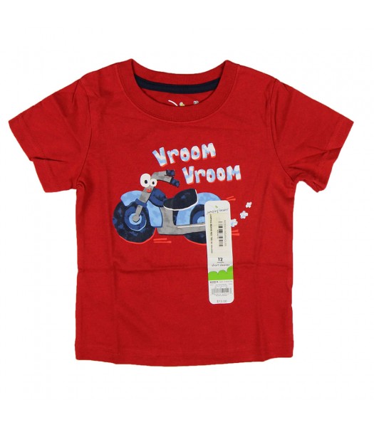 Jumping Beans Red Tee With Smiley Bike - Vroom Print