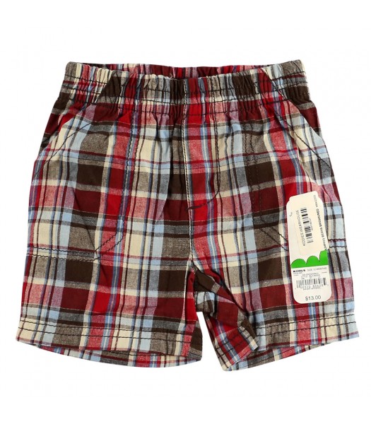 Jumping Beans Brown/Red Plaid Boys Shorts 