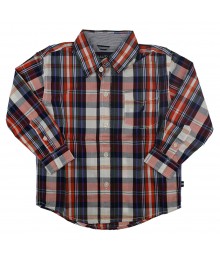 Nautica Navy/Orange/White Multi Plaid L/Sleeve Shirt 