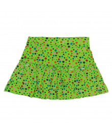J Kahki Lemon Green Wt Multi Dots Tiered Skirt