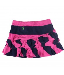 Polo Pink/Navy Ruffled Mini Skirt