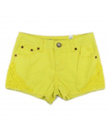 Justice Neon Yellow Bum Shorts Wt Lace Trimmings