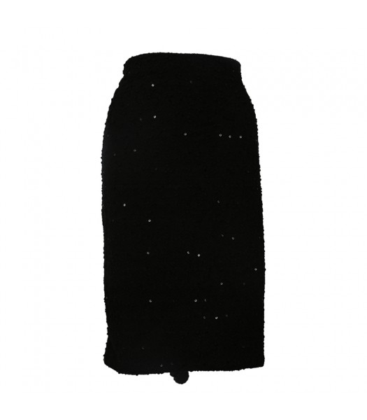 Jennifer Lopez Black Sequined Boucle Pencil Skirt