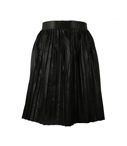 Jennifer Lopez Black Pleated Faux-Leather Skirt