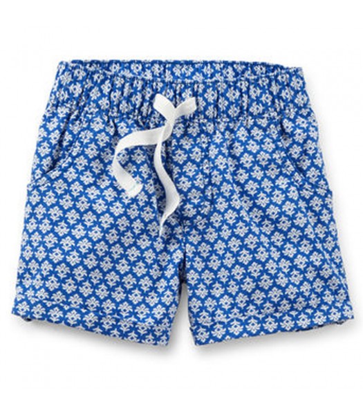 Carters Blue Wt White Floral Print Pull-On Shorts