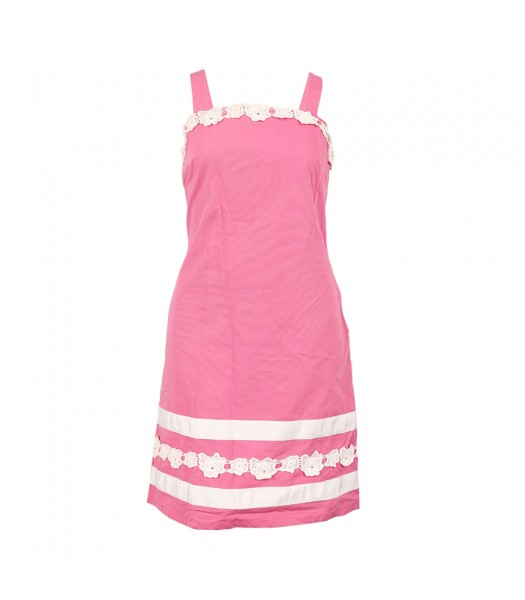 Kc Parker Pink Pique Spagh Dress Wt Lace Trimmings