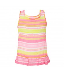 Sonoma Pink Multi Stripped Cgiffon Tank Top Wt Ruffles