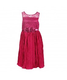Emily West Fushcia Illusion Lace, Crinkled Tafetta Dress