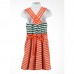 Bonnie Jean Coral/Teal/Grey Stripped Kni Sundress