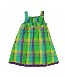 Okie Dokie Grn Plaid Ruffle Dress