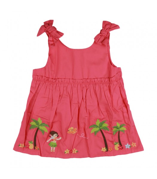 Gymboree Coral Hawaii Emb Top With Bow On Slv