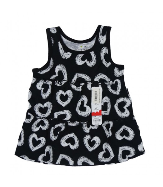 Jumping Beans Black With White Print Hearts Tunic