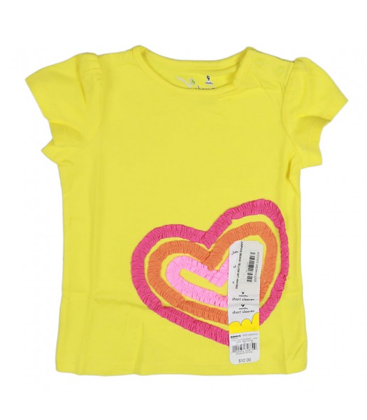 Jumping Beans Yellow With Multi Heart Stripes Girl Tee