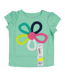 Jumping Beans Mint Green With Multi Floral Stripes Girl Tee