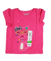 Jumping Beans Pink Girls Tee Wt Pussy Cat Embrdry