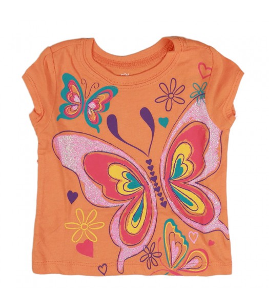 Childrens Place Orange Butterfly Girls Tees