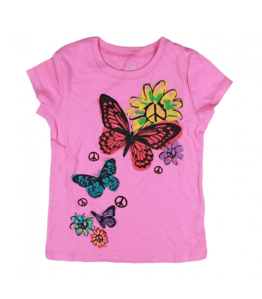 Childrens Place Pink Girls Tee Wt Multi Butterfly