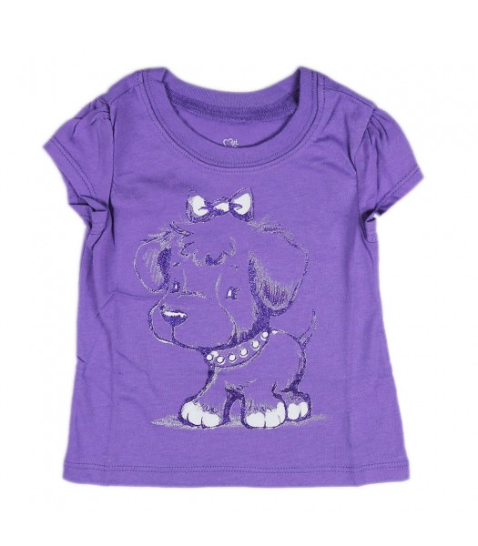 Childrens Place Purple Girls Tees- Shimmer Puppy