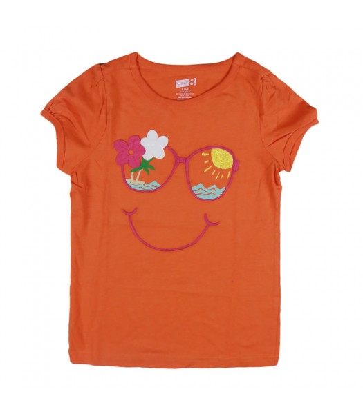 Crazy 8 orange girls tee with sunglasses face embry