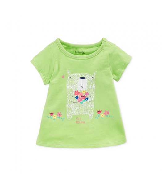 First Impressions Green Lime Wt Bear Bouquet Girls Tees