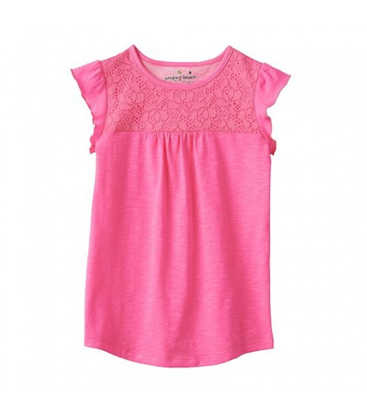 Jumping Beans Pink Tee Wt Lace Yoke